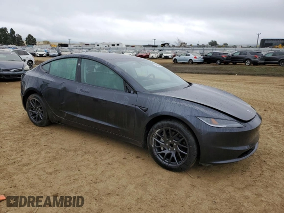 2025 Tesla Model 3 Long Range with VIN 5YJ3E1EA8SF920713, listed as a Copart auction lot 45182445 with 517 mi miles and Salvage title. Bid and sale history available at DreamBid. Image 4.