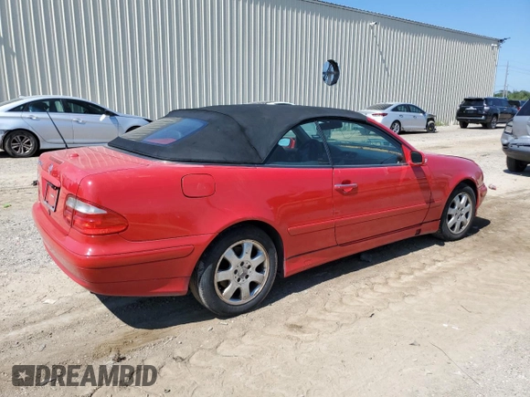 2003 Mercedes-Benz CLK-Class 3.2L with VIN WDBLK65G03T130720, listed as a Copart auction lot 69927604 with 0 mi miles and Salvage Title. Bid and sale history available at carsss.com. Image 3.