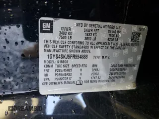 2015 Cadillac Escalade ESV Luxury z VIN 1GYS4SKJ5FR554888, wystawiony jako Copart lot #42372885 z przebiegiem 163 495 mil mil oraz Szkody całkowita. Historia ofert i sprzedaży dostępna na DreamBid. Obrazek 15.