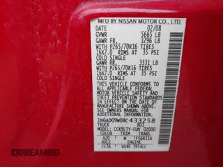 2008 Nissan Frontier LE z VIN 1N6AD09W08C433258, wystawiony jako IAAI lot #42127278 z przebiegiem 211 139 mil mil oraz . Historia ofert i sprzedaży dostępna na DreamBid. Obrazek 9.