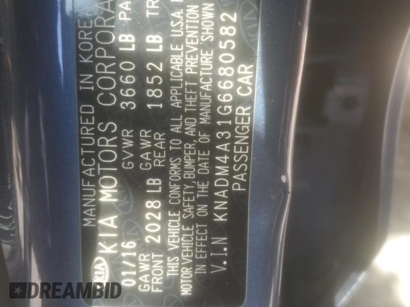 2016 Kia Rio LX with VIN KNADM4A31G6680582, listed as a Copart auction lot 46137275 with 162,608 mi miles and Salvage Title. Bid and sale history available at carsss.com. Image 14.