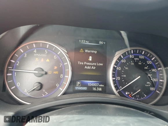 2015 Infiniti Q50 Sport with VIN JN1BV7AP2FM338924, listed as a Copart auction lot 64821585 with 104,907 mi miles and Clean title. Bid and sale history available at DreamBid. Image 9.