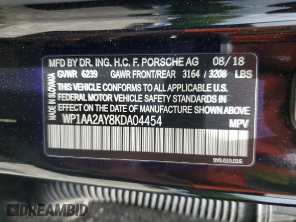 2019 Porsche Cayenne z VIN WP1AA2AY8KDA04454, wystawiony jako Copart lot #56534555 z przebiegiem 69 834 mil mil oraz Szkoda całkowita • Salvage title. Historia ofert i sprzedaży dostępna na DreamBid. Obrazek 13.