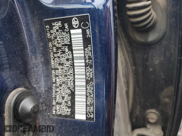 2013 Toyota Prius One with VIN JTDKN3DU5D1731869, listed as a Copart auction lot 74419684 with 186,377 mi miles and Salvage Title. Bid and sale history available at carsss.com. Image 12.
