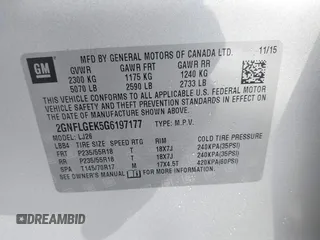 2016 Chevrolet Equinox LTZ with VIN 2GNFLGEK5G6197177, listed as a IAAI auction lot 41468464 with 56,680 mi miles. Bid and sale history available at carsss.com. Image 9.