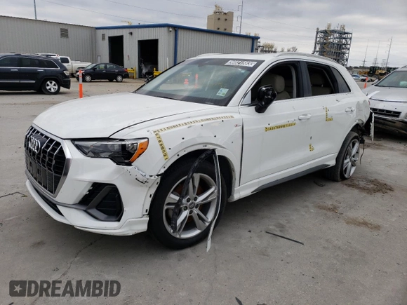 2020 Audi Q3 S line Premium with VIN WA1DECF39L1011285, listed as a Copart auction lot 36821583 with 42,252 mi miles. Bid and sale history available at carsss.com. Image 1.