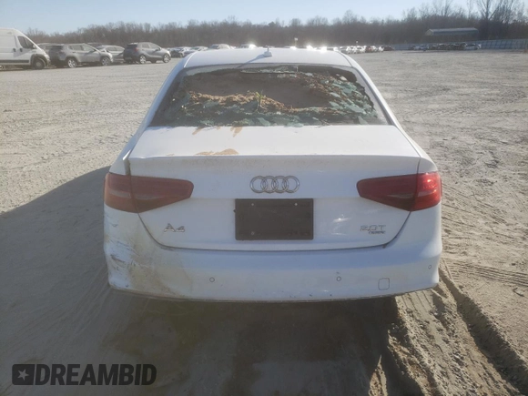 2015 Audi A4 Premium Plus with VIN WAUFFAFLXFN002394, listed as a Copart auction lot 47485925 with 0 mi miles and Salvage Title. Bid and sale history available at carsss.com. Image 6.
