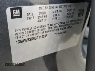 2016 Cadillac CTS AWD with VIN 1G6AW5SX9G0110598, listed as a Copart auction lot 54339975 with 50,218 mi miles and Salvage title. Bid and sale history available at DreamBid. Image 12.