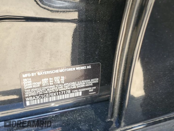2014 BMW 3 Series 328i z VIN WBA3C1C57EK117178, wystawiony jako Copart lot #50637515 z przebiegiem 86 146 mil mil oraz Szkoda całkowita • Salvage title. Historia ofert i sprzedaży dostępna na DreamBid. Obrazek 12.