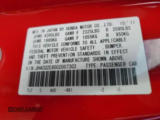 2012 Acura TSX Special Edition with VIN JH4CU2E80CC007303, listed as a Copart auction lot 77557264 with 201,792 mi miles and Salvage title. Bid and sale history available at DreamBid. Image 14.