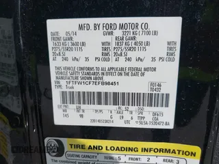 2014 Ford F-150 XL z VIN 1FTFW1CF7EFB98451, wystawiony jako IAAI lot #42393005 z przebiegiem 47 474 mil mil oraz . Historia ofert i sprzedaży dostępna na DreamBid. Obrazek 9.