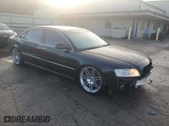 2009 Audi A8 4.2L with VIN WAUMV94E59N001610, listed as a Copart auction lot 85140274 with 116,332 mi miles and Salvage title. Bid and sale history available at DreamBid. Image 4.