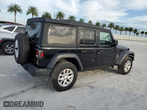 2023 Jeep Wrangler Sport S with VIN 1C4HJXDN9PW672113, listed as a Copart auction lot 75140904 with Not Provided miles and Non Repairable. Bid and sale history available at DreamBid. Image 3.