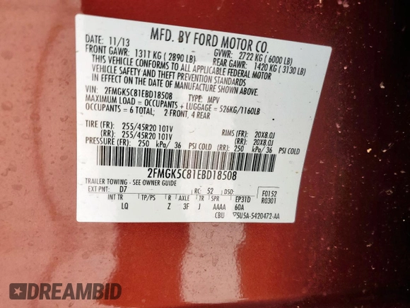 2014 Ford Flex SEL z VIN 2FMGK5C81EBD18508, wystawiony jako Copart lot #56007955 z przebiegiem 202 598 mil mil oraz Szkody całkowita. Historia ofert i sprzedaży dostępna na DreamBid. Obrazek 14.