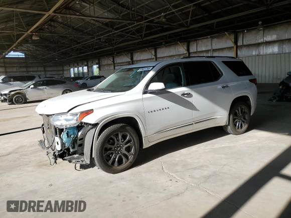 2019 Chevrolet Traverse Premier z VIN 1GNERKKW6KJ175642, wystawiony jako Copart lot #57621745 z przebiegiem 109 562 mil mil oraz Szkoda całkowita • Salvage title. Historia ofert i sprzedaży dostępna na DreamBid. Obrazek 1.