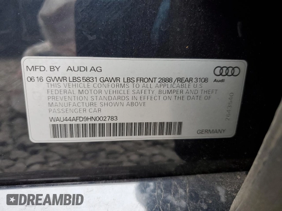 2017 Audi A8 z VIN WAU44AFD9HN002783, wystawiony jako Copart lot #44633125 z przebiegiem 110 066 mil mil oraz Szkoda całkowita • Salvage title. Historia ofert i sprzedaży dostępna na DreamBid. Obrazek 12.