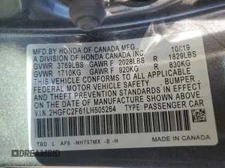 2020 Honda Civic Sedan LX with VIN 2HGFC2F61LH505264, listed as a Copart auction lot 49534495 with 111,736 mi miles and Salvage Title. Bid and sale history available at carsss.com. Image 12.