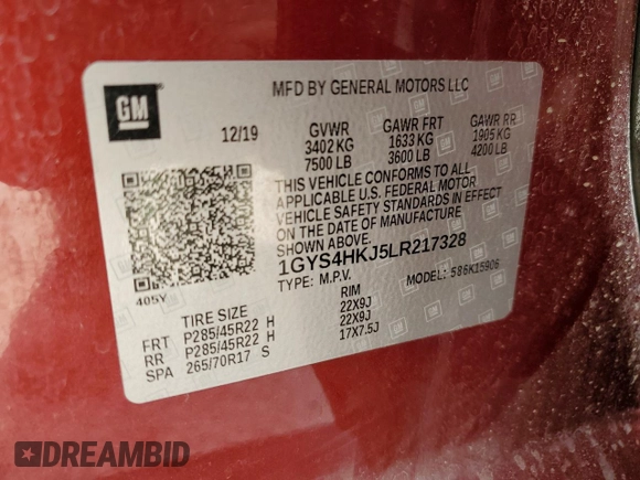 2020 Cadillac Escalade ESV Luxury z VIN 1GYS4HKJ5LR217328, wystawiony jako Copart lot #51148225 z przebiegiem 93 505 mil mil oraz Szkoda całkowita • Salvage title. Historia ofert i sprzedaży dostępna na DreamBid. Obrazek 13.