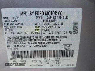 2023 Ford Explorer Limited z VIN 1FMSK8FH2PGA67629, wystawiony jako IAAI lot #42434485 z przebiegiem 67 408 mil mil oraz . Historia ofert i sprzedaży dostępna na DreamBid. Obrazek 9.