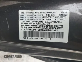 2013 Honda Odyssey EX-L with VIN 5FNRL5H67DB009743, listed as a Copart auction lot 55881595 with 232,658 mi miles and Clean Title. Bid and sale history available at DreamBid. Image 13.