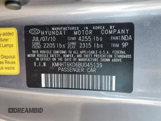 2011 Hyundai Genesis Coupe with VIN KMHHT6KD6BU045139, listed as a Copart auction lot 53344905 with 116,354 mi miles and Salvage title. Bid and sale history available at DreamBid. Image 12.