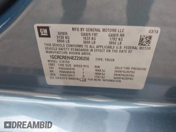 2014 Chevrolet Silverado 1500 LT with VIN 1GCRCREH4EZ296256, listed as a IAAI auction lot 41149836 with 116,955 mi miles and . Bid and sale history available at DreamBid. Image 9.