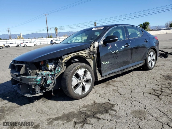 2012 Kia Optima Hybrid with VIN KNAGM4AD2C5024722, listed as a Copart auction lot 46455335 with 97,826 mi miles and Salvage Title. Bid and sale history available at carsss.com. Image 1.