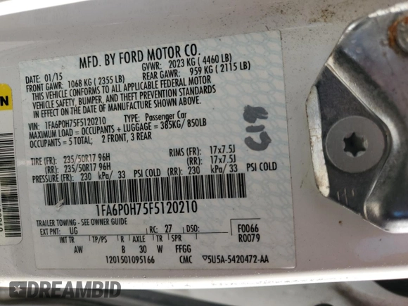2015 Ford Fusion SE with VIN 1FA6P0H75F5120210, listed as a Copart auction lot 48411625 with 73,745 mi miles and Salvage Title. Bid and sale history available at carsss.com. Image 12.