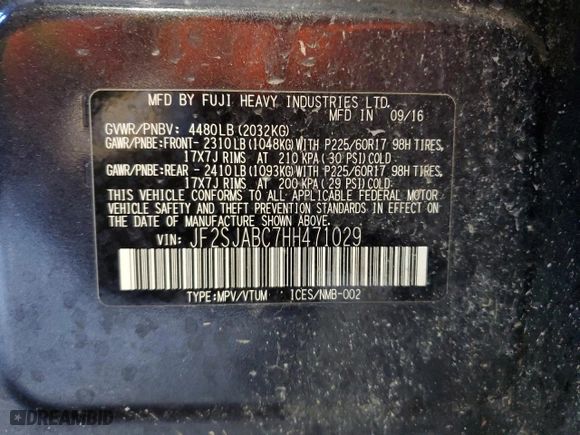 2017 Subaru Forester with VIN JF2SJABC7HH471029, listed as a Copart auction lot 46101405 with 107,246 mi miles and Salvage Title. Bid and sale history available at carsss.com. Image 16.