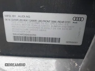 2016 Audi A8 L 4.0T Sport with VIN WAU43AFD3GN020763, listed as a IAAI auction lot 41951858 with 104,563 mi miles. Bid and sale history available at carsss.com. Image 9.