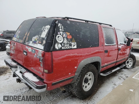 1996 Chevrolet Suburban with VIN 1GNGK26J3TJ332167, listed as a Copart auction lot 81561064 with 130,453 mi miles and Salvage Title. Bid and sale history available at carsss.com. Image 3.