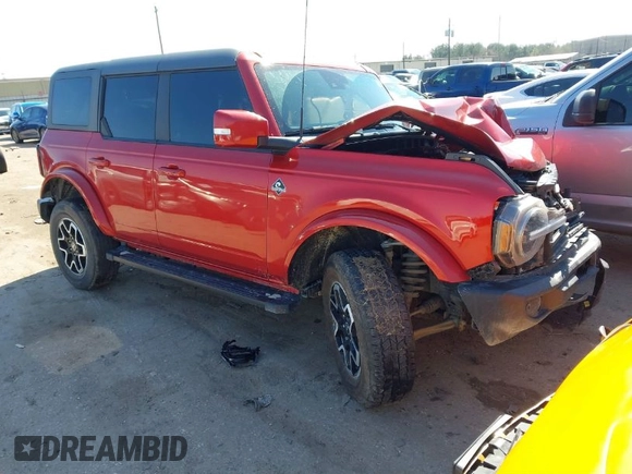 2023 Ford Bronco with VIN 1FMDE5BH6PLB57099, listed as a IAAI auction lot 41627378 with 40,074 mi miles. Bid and sale history available at carsss.com. Image 1.