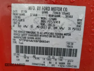 2006 Ford F-150 XLT with VIN 1FTPW14VX6FB68341, listed as a Copart auction lot 47456855 with 181,459 mi miles and Salvage Title. Bid and sale history available at carsss.com. Image 12.