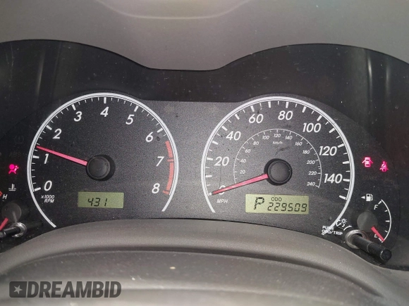 2009 Toyota Corolla with VIN 1NXBU40E29Z133733, listed as a IAAI auction lot 42093904 with 229,509 mi miles. Bid and sale history available at carsss.com. Image 7.
