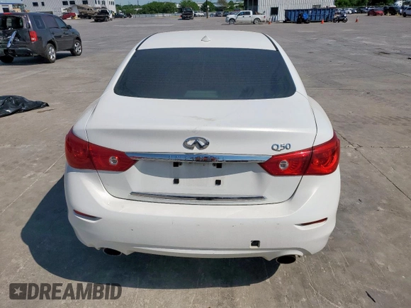2014 Infiniti Q50 Premium with VIN JN1BV7AP5EM684822, listed as a Copart auction lot 53028845 with 0 mi miles and Salvage Title. Bid and sale history available at carsss.com. Image 6.