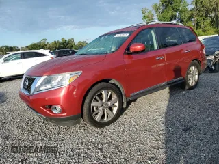 2015 Nissan Pathfinder Platinum with VIN 5N1AR2MN2FC697024, listed as a Copart auction lot 61791855 with 93,366 mi miles and Salvage title. Bid and sale history available at DreamBid. Image 1.