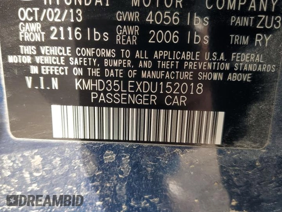 2013 Hyundai Elantra GT with VIN KMHD35LEXDU152018, listed as a Copart auction lot 79480844 with 123,201 mi miles and Salvage Title. Bid and sale history available at carsss.com. Image 12.