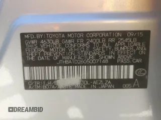 2016 Lexus IS 200t with VIN JTHBA1D26G5007148, listed as a Copart auction lot 50635665 with 105,371 mi miles and Salvage Title. Bid and sale history available at DreamBid. Image 15.