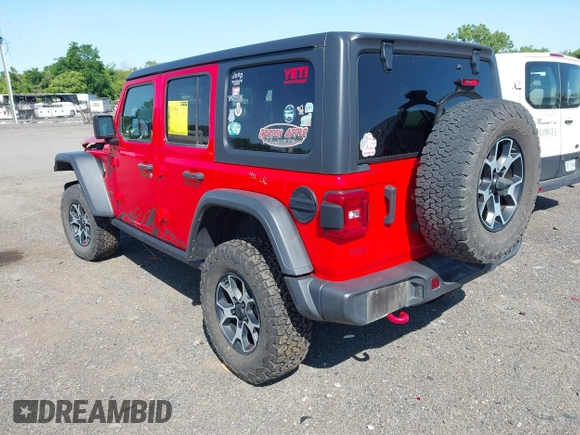 2021 Jeep Wrangler Unlimited Rubicon with VIN 1C4HJXFG2MW575541, listed as a IAAI auction lot 42247475 with 92,353 mi miles and . Bid and sale history available at DreamBid. Image 3.
