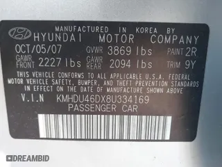 2008 Hyundai Elantra GLS with VIN KMHDU46DX8U334169, listed as a IAAI auction lot 41526044 with 205,956 mi miles. Bid and sale history available at carsss.com. Image 9.