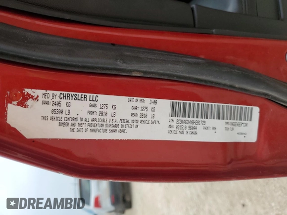 2008 Chrysler 300 C Hemi z VIN 2C3KA63HX8H281729, wystawiony jako Copart lot #51831955 z przebiegiem 217 551 mil mil oraz Szkoda całkowita • Salvage title. Historia ofert i sprzedaży dostępna na DreamBid. Obrazek 15.