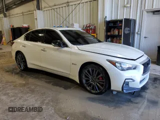 2020 Infiniti Q50 Red Sport 400 with VIN JN1FV7AR4LM660818, listed as a Copart auction lot 53463684 with 78,690 mi miles and Salvage Title. Bid and sale history available at carsss.com. Image 4.