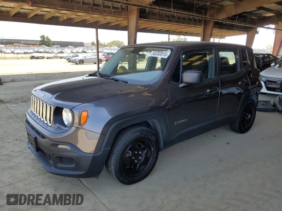 2016 Jeep Renegade Sport with VIN ZACCJAAT1GPD57779, listed as a Copart auction lot 55282815 with 45,506 mi miles and Salvage Title. Bid and sale history available at DreamBid. Image 1.
