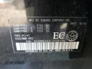 2020 Subaru Legacy with VIN 4S3BWDA6XL3008126, listed as a Copart auction lot 71877724 with 32,175 mi miles and Salvage title. Bid and sale history available at DreamBid. Image 12.