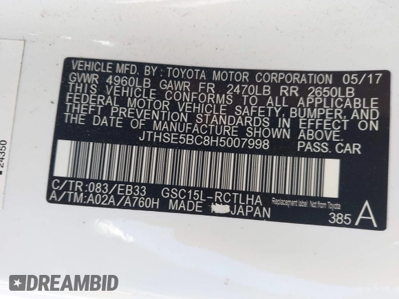 2017 Lexus RC 350 z VIN JTHSE5BC8H5007998, wystawiony jako IAAI lot #42382493 z przebiegiem 31 436 mil mil oraz . Historia ofert i sprzedaży dostępna na DreamBid. Obrazek 11.