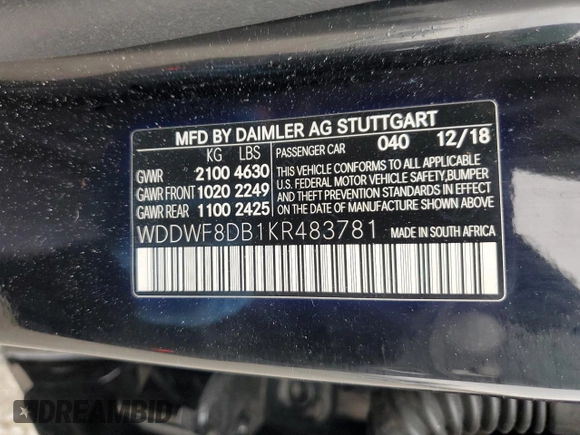 2019 Mercedes-Benz C 300 z VIN WDDWF8DB1KR483781, wystawiony jako Copart lot #53326925 z przebiegiem 60 866 mil mil oraz Szkoda całkowita • Salvage title. Historia ofert i sprzedaży dostępna na DreamBid. Obrazek 14.