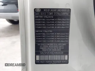 2013 Land Rover Range Rover Sport SC with VIN SALSH2E40DA800038, listed as a IAAI auction lot 42152992 with 119,438 mi miles and . Bid and sale history available at DreamBid. Image 9.