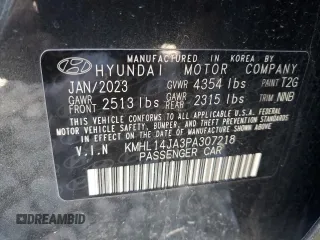 2023 Hyundai Sonata SEL z VIN KMHL14JA3PA307218, wystawiony jako Copart lot #52920165 z przebiegiem Nie podano mil oraz Szkoda całkowita • Salvage title. Historia ofert i sprzedaży dostępna na DreamBid. Obrazek 12.