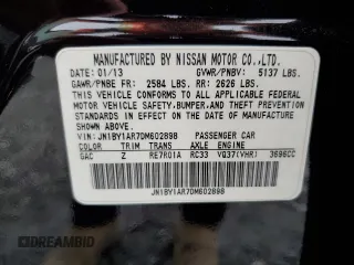 2013 Infiniti M37 with VIN JN1BY1AR7DM602898, listed as a Copart auction lot 79748604 with 247,068 mi miles and Salvage Title. Bid and sale history available at carsss.com. Image 12.