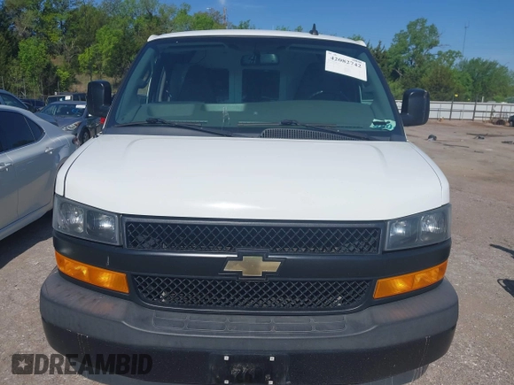 2019 Chevrolet Express Cargo Van with VIN 1GCWGAFP5K1296131, listed as a IAAI auction lot 42082742 with 217,740 mi miles. Bid and sale history available at carsss.com. Image 12.
